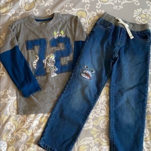 Boys long sleeve shirt and jeans 👖